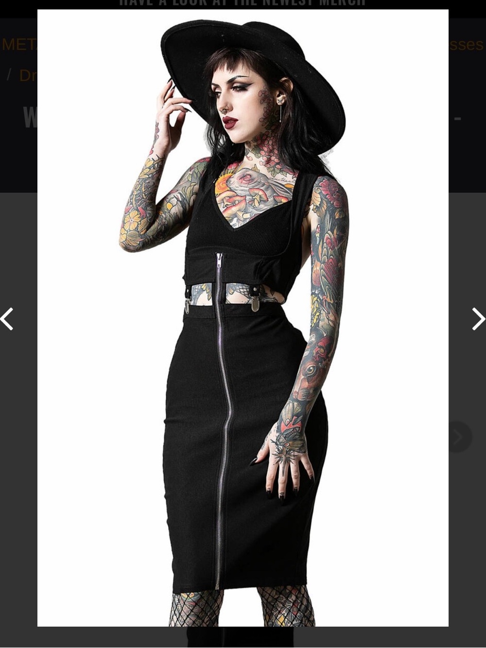 Killstar Black Zip-Front Midi Dress